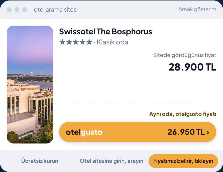 Aynı oda için otelgusto fiyatı